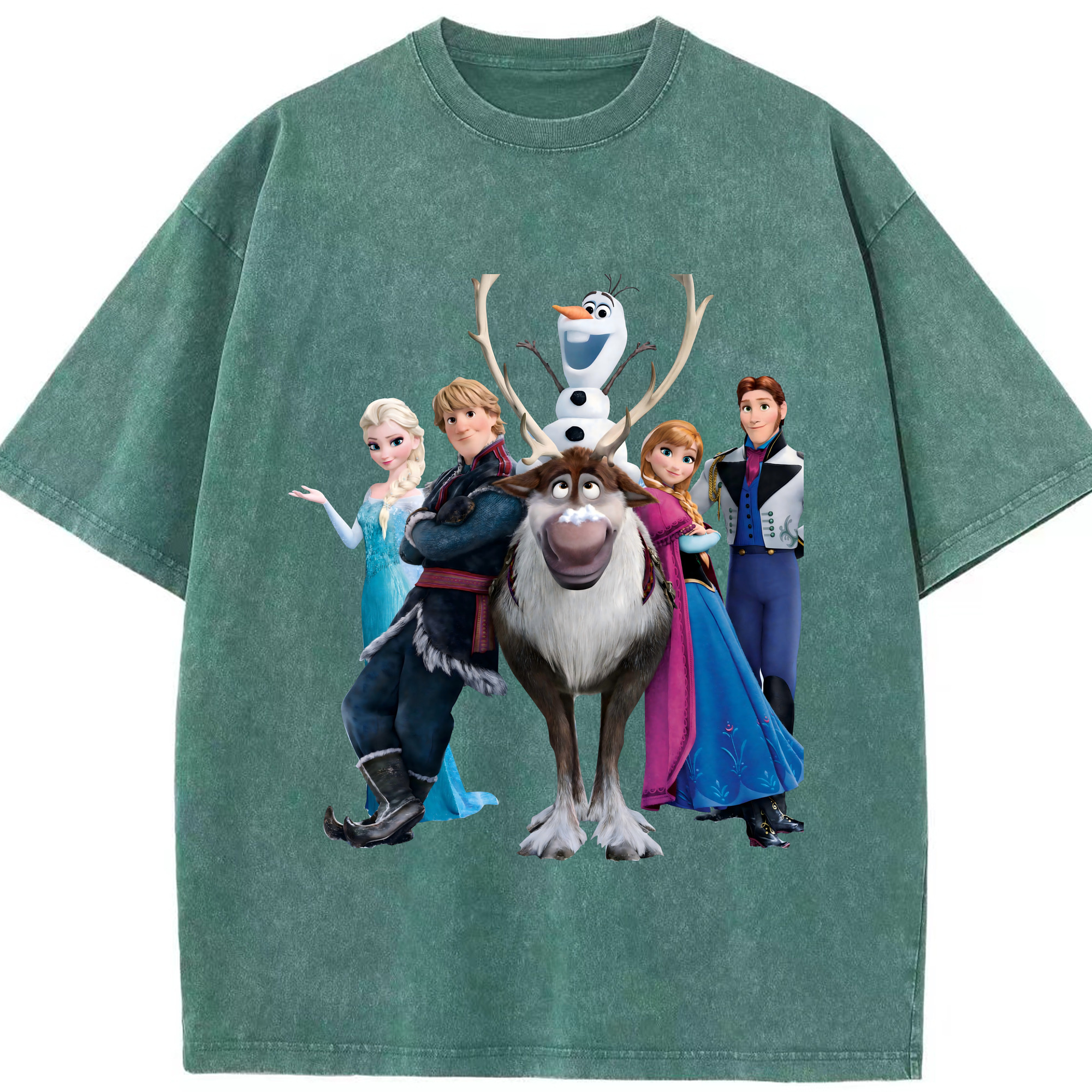 （画像用） アナと雪の女王 アンナ エルサ Frozen Anna Elsa 綿100% ヴィンテージ風 半袖Tシャツ（フロントプリント）
